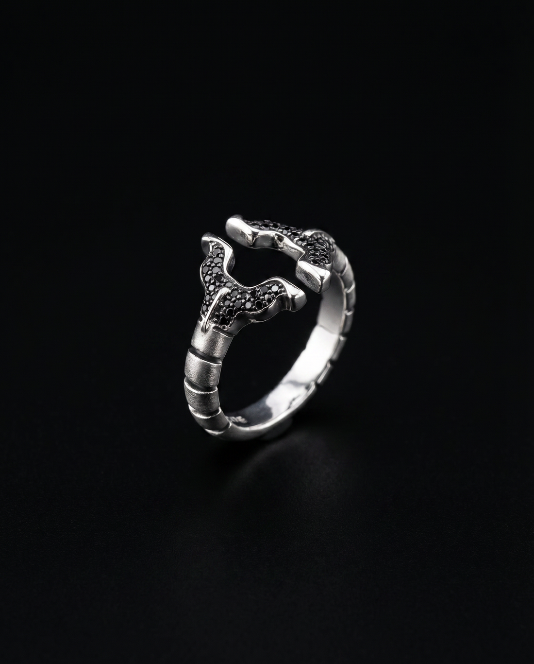 SPINALE RING | APERTURA LARGE 16MM STERLING SILVER BLACK DIAMOND