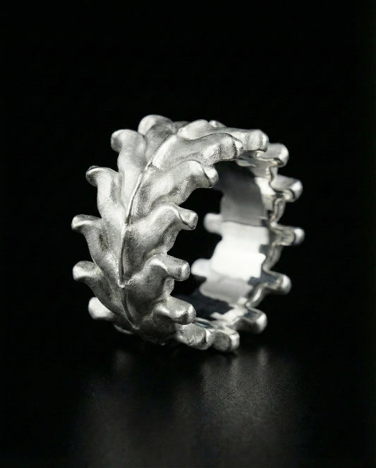 ABALLE IMMORTALE 16MM sterling silver ring, vertebra-inspired sculptural band