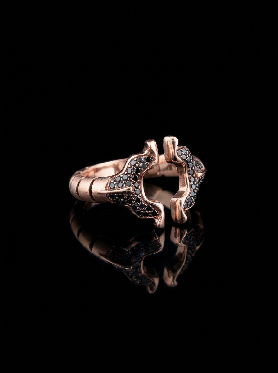 SPINALE RING | APERTURA LARGE 16MM 18K GOLD BLACK DIAMOND
