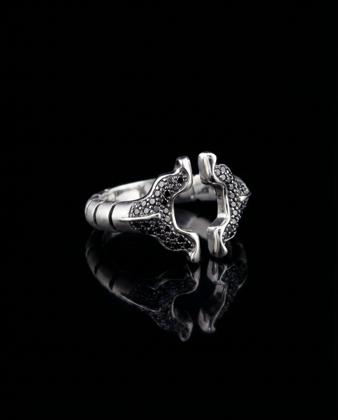 SPINALE RING | APERTURA LARGE 16MM STERLING SILVER BLACK DIAMOND