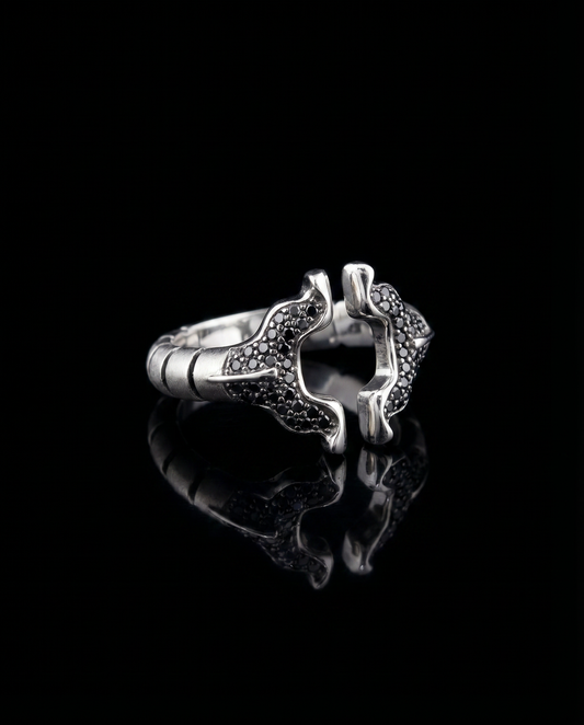SPINALE RING | APERTURA LARGE 16MM STERLING SILVER BLACK DIAMOND