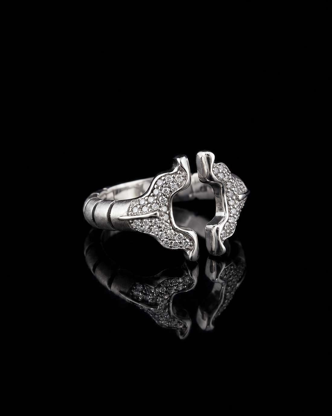 SPINALE RING | APERTURA LARGE 16MM STERLING SILVER WHITE DIAMOND