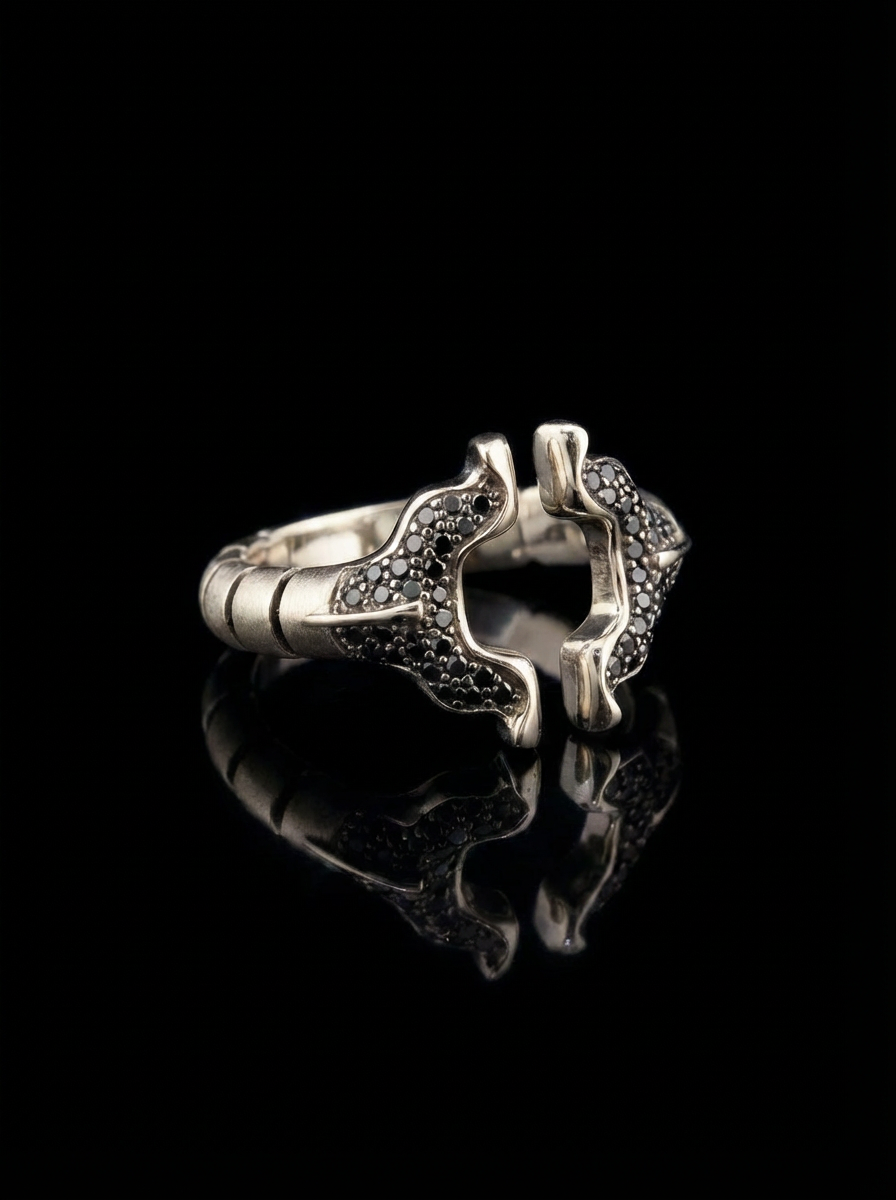 SPINALE RING | APERTURA LARGE 16MM 18K GOLD BLACK DIAMOND