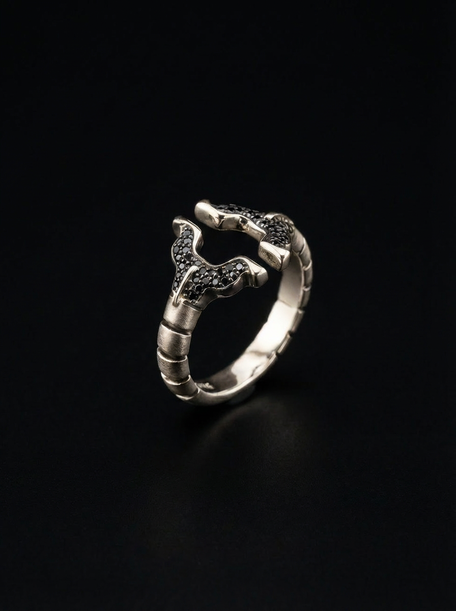 SPINALE RING | APERTURA LARGE 16MM 18K GOLD BLACK DIAMOND