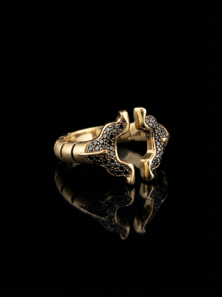 SPINALE RING | APERTURA LARGE 16MM 18K GOLD BLACK DIAMOND