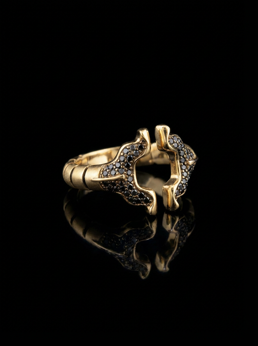 SPINALE RING | APERTURA LARGE 16MM 18K GOLD BLACK DIAMOND