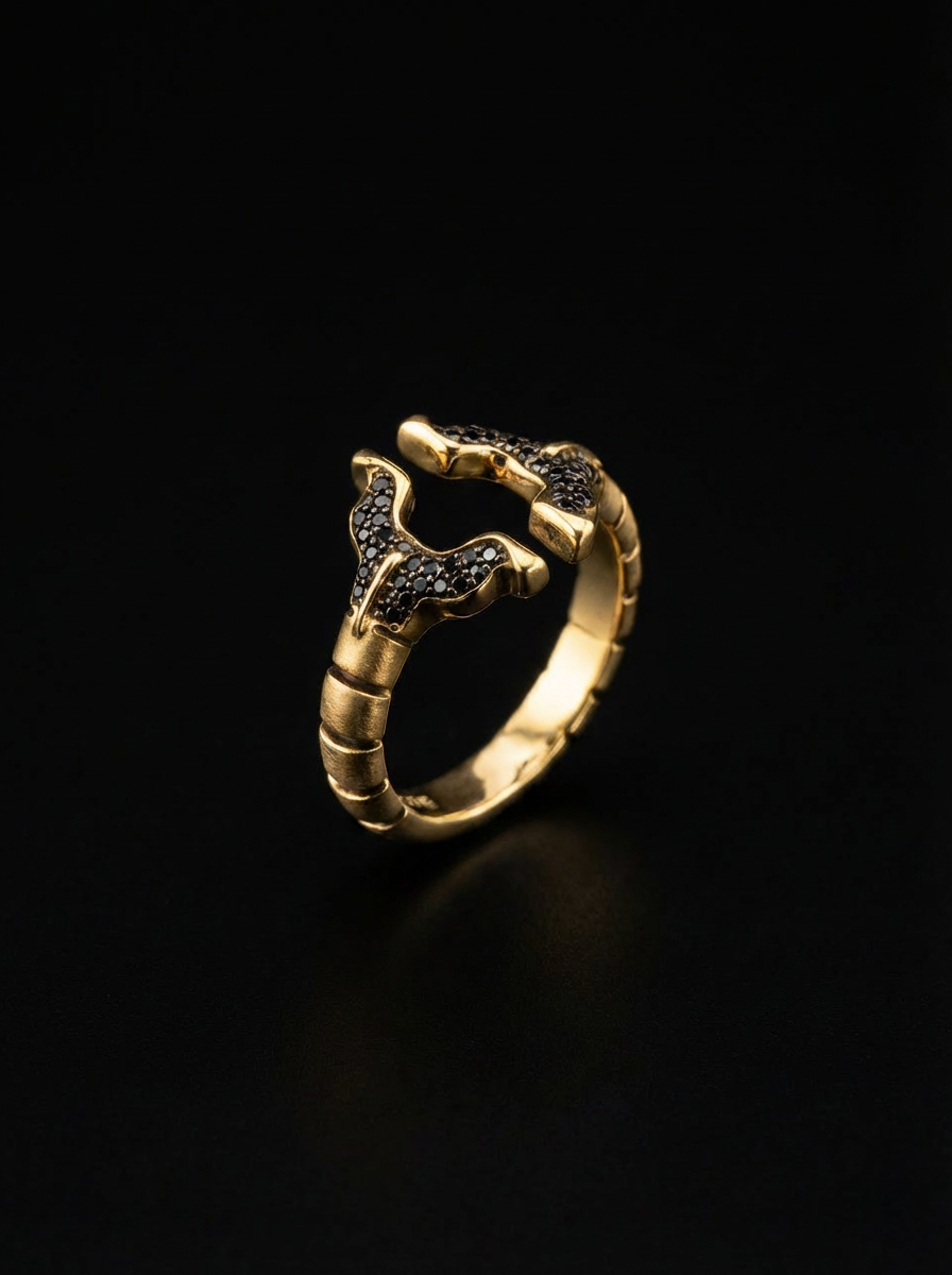 SPINALE RING | APERTURA LARGE 16MM 18K GOLD BLACK DIAMOND